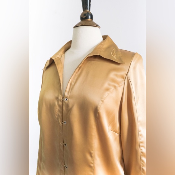 Vintage 1990s Harley Davidson Satin Blouse • M - Picture 3 of 10